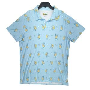 Tipsy Elves Hot Dog Golf Polo Short Sleeve Performance Novelty Print‎ 2XL XXL